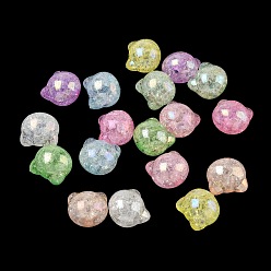 Mixed Color Transparent Crackle Acrylic Beads, Cat, AB Color Plated, Mixed Color, 13x14x11.5mm, Hole: 3mm, about 395pcs/500g