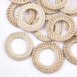 Цвет Древесины Плетеные кольца из тростника / ротанга ручной работы, для изготовления соломенных сережек и ожерелий, кольцо, деревесиные, 48~52x4~5 мм, внутренний диаметр: 26~29 мм