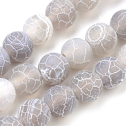 Thistle Natural Weathered Agate Beads Strands, Frosted, Dyed, Round, Thistle, 10mm, Hole: 1mm, about 38pcs/strand, 15.7 inch