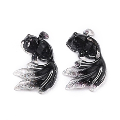 Черный Прозрачные смолы кабошоны, для украшения своими руками, золотая рыбка, чёрные, 11x7.5x3 мм