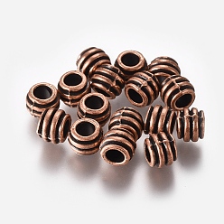 Красная Медь Тибетский стиль сплава баррель большое отверстие европейские шарики, без кадмия, без никеля и без свинца, Красная медь, 6x8 мм, Отверстие : 4 мм , около 1310 шт / 1000 г