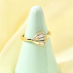 Fish Кольца-манжеты с микропаве из латуни и кубическими цирконами в морском стиле для женщин, без кадмия и без свинца, реальный 18 k позолоченный, рыба, 10.5x10.5 мм