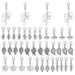 Plateado Antiguo & Platino 40 piezas 10 estilos decoraciones colgantes de aleación, con broches de langosta de la aleación de la garra, plata antigua y platino, 27~52 mm, 4 piezas / estilo