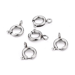 Stainless Steel Color 304 Stainless Steel Spring Ring Clasps, Stainless Steel Color, 8x1.8mm, Hole: 2.5mm