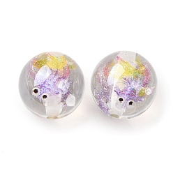Средний Фиолетовый Прозрачный бисер cmолой, блеск бисера, круглый с осьминогом, средне фиолетовый, 16 мм, отверстие : 2 мм