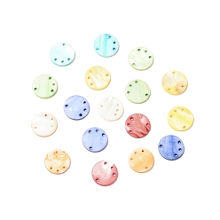 Mixed Color Dyed Natural Freshwater Shell Chandelier Component Links, Flat Round, Mixed Color, 20x2mm, Hole: 1.8mm
