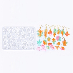 Белый DIY силиконовые формы кулон, формы для литья смолы, лист, белые, 114x162x4 мм, отверстие : 1.5 мм, внутренний диаметр: 21~54x8~37 мм