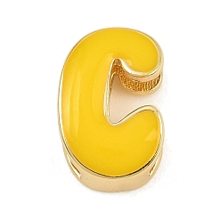 Letter C Laiton perles d'émail, sans cadmium et sans plomb, crémaillère plaquage, plaqué longue durée, réel 18 k plaqué or, lettre c, 14x10x6mm, Trou: 3x11mm