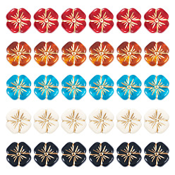 (52) Непрозрачная лаванда 80 шт 5 цвета прозрачные акриловые бусины, цветок, золотой металл обвитыми, разноцветные, 19.5x19.5x7 мм, отверстие : 1.8 мм, 16 шт / цвет