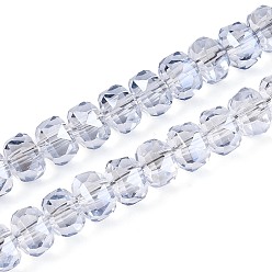 Светлый Стально-синий Гальванизируйте прозрачное стекло бисер нитей, рондель, граненые, светло-стальной синий, 5.5~6.5x3.5~4.5 мм, отверстие : 1~1.4 мм, около 91~100 шт / нитка, 14.17~17.32 дюйм (36~44 см)