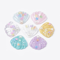 (52) Непрозрачная лаванда Кабошоны из смолы, с блестка, оболочка, разноцветные, 25x28~29x7 мм