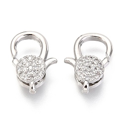 Платина Латунная застежка в виде клешни омара с микропейвом из фианита, платина, 17.5x10x5 мм, отверстие : 1 мм