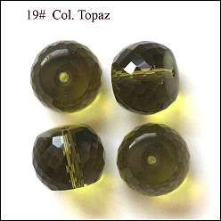 Цвет Оливы Имитация Австрийские кристаллические шарики, класс AAA, граненые, барабан, оливковый, 11x9.5 мм, отверстие : 0.9~1 мм