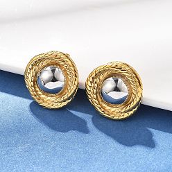 Золотой 304 из нержавеющей стали серьги, вихревой круглый, золотые, 24x24 мм