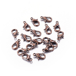 Red Copper Zinc Alloy Lobster Claw Clasps, Parrot Trigger Clasps, Cadmium Free & Nickel Free & Lead Free, Red Copper, 14x8mm, Hole: 1.8mm
