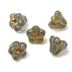 Steel Blue Handmade Lampwork Bead Caps, Flower, Steel Blue, 7x8.5x8.5mm, Hole: 1mm, about 240pcs/bag