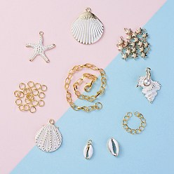 Белый Изготовление браслетов diy, с подвесками из окрашенного распылением сплава, Талисман из сплава, изготовление железного браслета и железные концы с цепочками твист-удлинителя, белые, 35.5x29.5x5 мм, отверстие : 2 мм