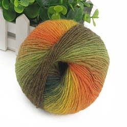 Разноцветный Шерстяная нить градиентного цвета, секционная окрашенная исландская шерстяная нить, мягкий и теплый, для шали-шарфа ручной вязки, красочный, 2 мм
