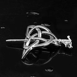 Серебро Винтажная заколка для волос из сплава, норвежский пират, руна, дракон, металлическая заколка в стиле ретро, серебряные, 76x52 мм