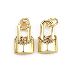 Настоящее золото 18K Латунные микро проложить кубического циркония подвески, запирать, с целью перехода в кольце, стойки покрытие, долговечный, без свинца и без кадмия, реальный 18 k позолоченный, 18.5x11x5.5 мм, отверстие : 4.5 мм