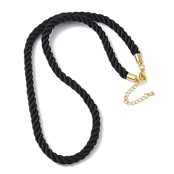Черный 5мм нейлоновый витой шнур для изготовления ожерелий, с латунными наконечниками и 304 карабинами из нержавеющей стали, долговечный, стойки покрытие, золотые, чёрные, 17.72~18.90 дюйм (45~48 см)
