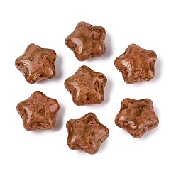 Pérou Perles de verre opaque Picasso, étoiles, Pérou, 15~15.5x15.5~16x8~8.5mm, Trou: 1~1.5mm, environ 213 pcs / livre