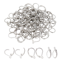 Stainless Steel Color 316 Stainless Steel Leverback Earring Findings, with Loop, Stainless Steel Color, 15.8x10x1.8mm, Hole: 1mm, 100pcs/box