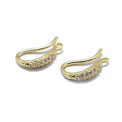 Золотой Латунь микро проложить кубического циркония серьги крючки, с горизонтальной петлей, прозрачные, золотые, 13.5x8x2 мм, отверстие : 1 мм, 20 датчик, штифты : 0.8 мм