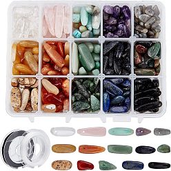 Смешанные камни Наборы для изготовления эластичных браслетов своими руками, в том числе бусины из натуральных и синтетических драгоценных камней и эластичные кристаллы., 12~21x5~8 мм, отверстие : 1 мм, 375~390 г / набор