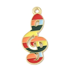Musical Note Панданы из сплава эмали, золотые, музыкальная нота, 28x12x1 мм, отверстие : 1.8 мм