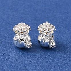 Серебро Латунные микропаве из прозрачного кубического циркония, лотерейный мешок, серебряные, 10x8.5x7 мм, отверстие : 2 мм