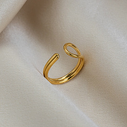 Золотой 304 открытые кольца манжеты из нержавеющей стали, овальные, золотые, 17 мм