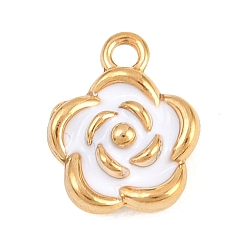 Белый 304 подвески из нержавеющей стали, с эмалью, , белые, 12.5x10.5x6 мм, отверстие : 1.5 мм