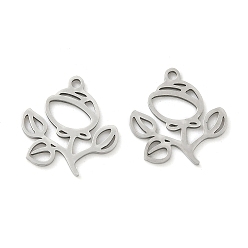 Цветок Полые 201 из нержавеющей стали кулоны, лазерная резка, цвет нержавеющей стали, цветок, 16x14x0.9 мм, отверстие : 1.4 мм