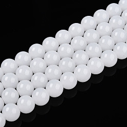 Белый Стеклянные бусины, имитация нефрита , круглые, белые, 10 мм, отверстие : 1 мм, около 40 шт / нитка, 15.16'' (38.5 см)