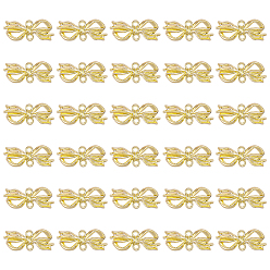 Golden 30Pcs Alloy Connector Charms, Bowknot Links, Rack Plating, Golden, 10x24x3mm, Hole: 1.6mm
