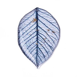 Васильковый Подвески из эпоксидной смолы в виде листьев, с золотой фольгой и блестками, васильковый, 37x24x2.5 мм, отверстие : 1 мм