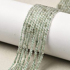 Rutilated Кварц Естественный зеленый Rutilated кварцевые нити бисера, граненые, круглые, 2 мм, отверстие : 0.5 мм, около 87 шт / нитка, 14.96"~15.35" (38~39 см)