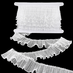 Blanc 5 yards de bordure en dentelle plissée en polyester, avec carte d'affichage en carton, blanc, 2 pouces (50 mm)