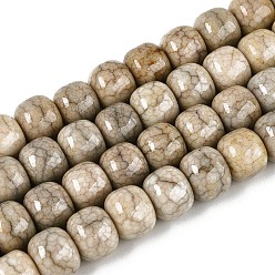 Светло-коричневый Нити из окрашенных стеклянных бусин с эффектом омбре, имитация нефрита, баррель, загар, 10~10.5x8~8.5 мм, отверстие : 1~1.4 мм, около 87~93 шт / нитка, 29.33~31.30 дюйм (74.5~79.5 см)