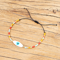 (52) Непрозрачная лаванда Браслеты из плетеных бусин из богемского стекла, украшения от сглаза из натуральных ракушек для женщин, овальные, разноцветные