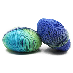 Разноцветный Радужная однониточная окрашенная нить градиентного цвета чистая шерстяная нить, мягкий и теплый, для шали-шарфа ручной вязки, красочный, около 196.85 ярдов (180 м) / рулон