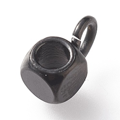 Черный 304 дуги из нержавеющей стали, петля под залог, кубик бусины залог, ионное покрытие (ip), электрофорез черный, 6x3x3 мм, отверстие : 1.6 мм