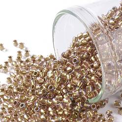 (268) Inside Color AB Crystal/Gold Lined TOHO Round Seed Beads, Japanese Seed Beads, (268) Inside Color AB Crystal/Gold Lined, 11/0, 2.2mm, Hole: 0.8mm, about 5555pcs/50g