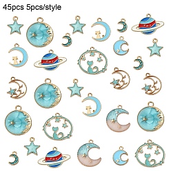 (52) Непрозрачная лаванда 45 шт 9 стили подвески из сплава эмали, разнообразные, разноцветные, 11.5~25x7.5~21x1.5~2 мм, отверстие : 1.5~2 мм, 5 шт / стиль