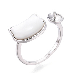 Платинированный Закрепки для манжет в форме кошачьей раковины из латуни, за половину пробурено бисера, без кадмия, без никеля и без свинца, Реальная платина, штифты : 1 мм, 10.2 мм, размер США 6 3/4 (17.1 мм)