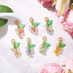 (52) Непрозрачная лаванда 7шт. акриловые цветочные подвесные украшения, Застежки-когти из сплава омара, подвески для украшений сумок, разноцветные, 32 мм