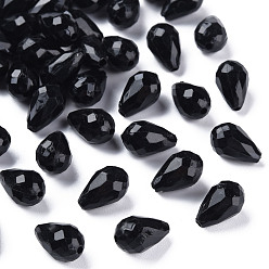 Black Opaque Acrylic Beads, Faceted, Teardrop, Black, 12x8mm, Hole: 1.5mm, about 1338pcs/500g