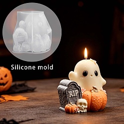 Ghost Halloween DIY Silicone Candle Holder Molds, Resin Casting Molds, For UV Resin, Ghost, 102x77x105mm