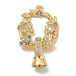 Разноцветный Латунные микро проложить кубического циркония раз за застежками, без никеля , плоские круглые с бабочкой, реальный 18 k позолоченный, красочный, 26x16.5x6 мм, отверстие : 4.5 мм